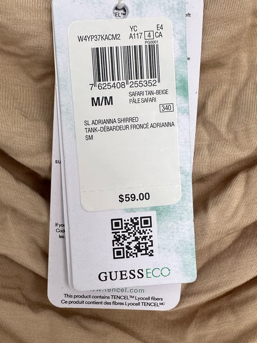 Guess Pale Beige Ruched Tank Top - Picture 3 of 4